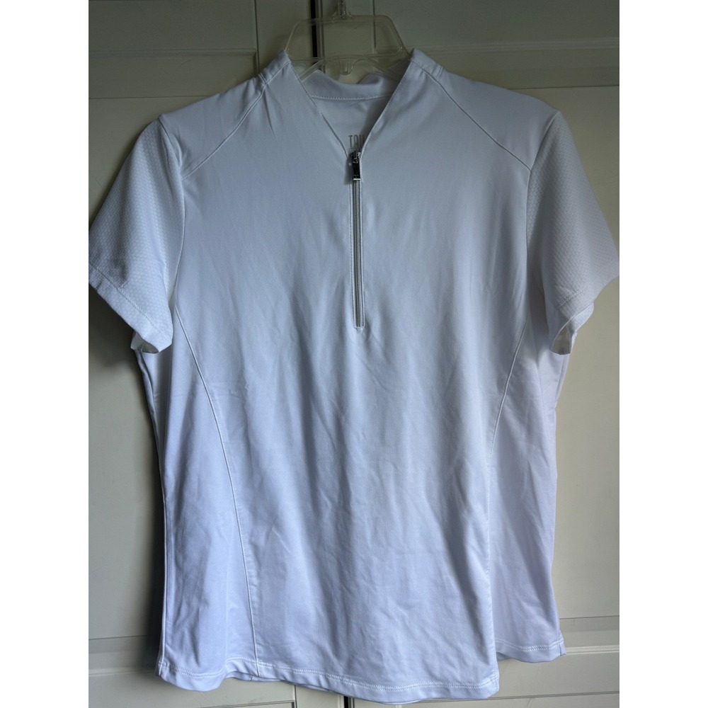 Tail Womens White Quarter Zip Short Sleeve Golf Tennis Athletic Top Size M